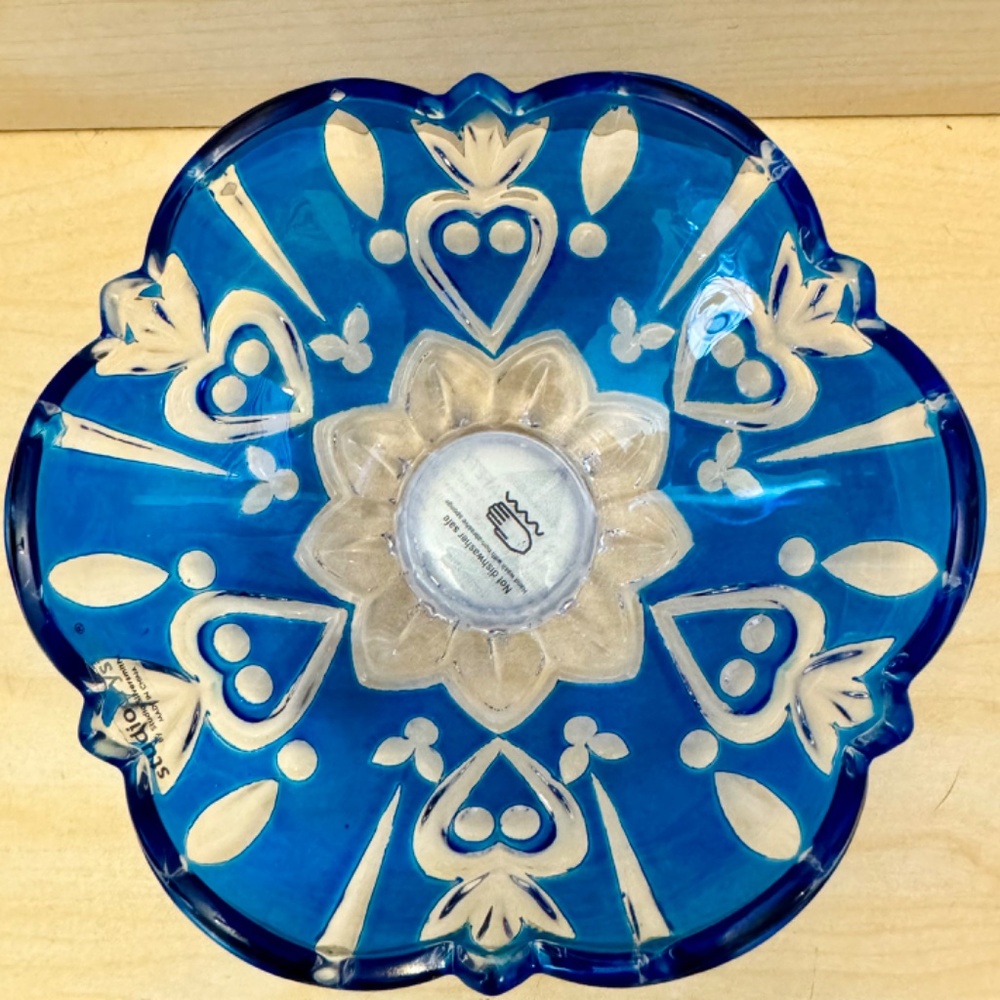Queen Elizabeth Crystal Accent Bowl Blue NIB Collection